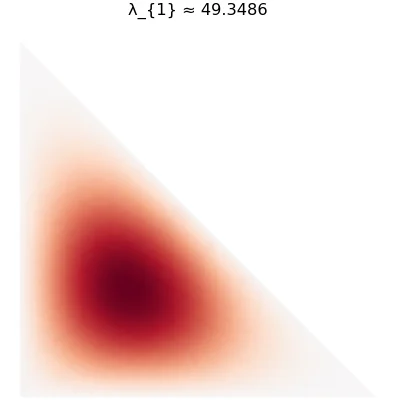 Right isoceles triangle, dirichlet, focused mode